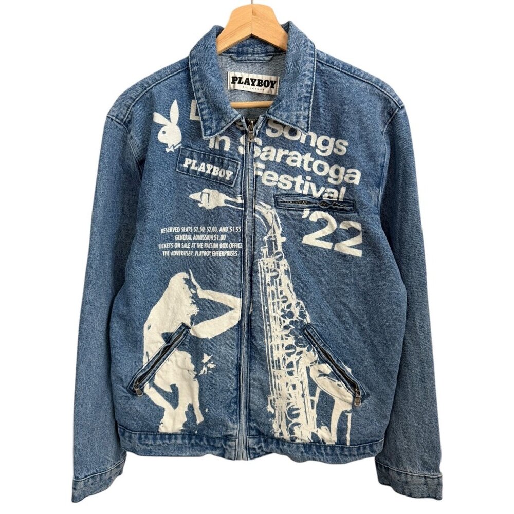 Playboy Pacsun Love Songs Saratoga‎ Festival 22 Denim Harrington Work Jacket S